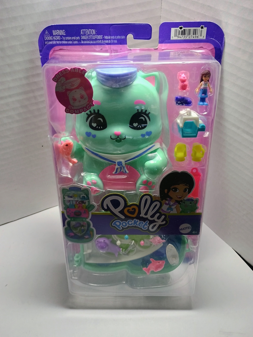 Polly Pocket Set Sail Kitty Cat Dress-able Compact Travel Toy New